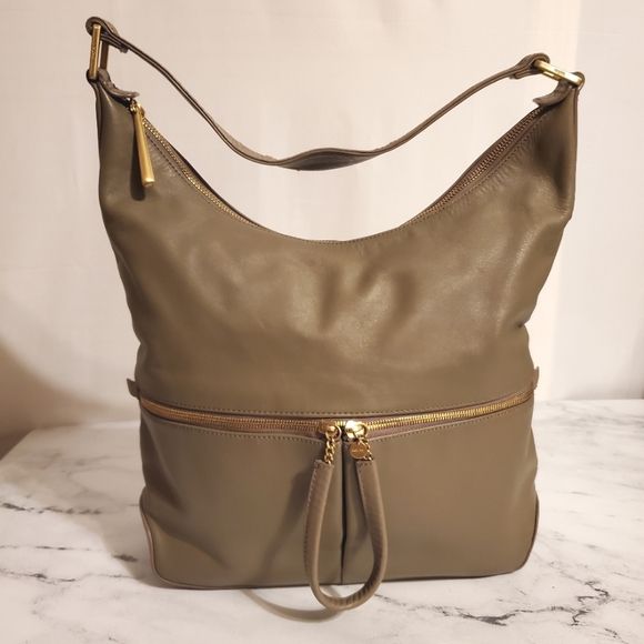 HOBO Limited Edition Gorgeous Taupe/Light Brown Leather Shoulder Bag - Picture 1 of 12